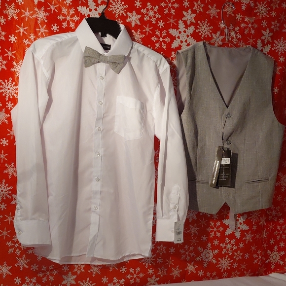 kid's World of USA Other - Kids World Of USA White Shirt with Gray Bow Tie and Matching Vest Size Boys 18.